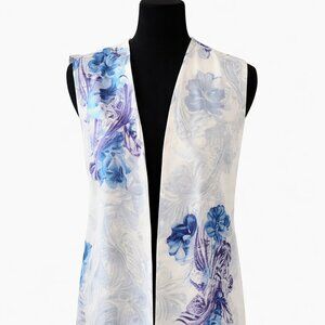 💙 Chico’s Blue & Cream Floral Vest | Size 0 (Small/Medium) 💙